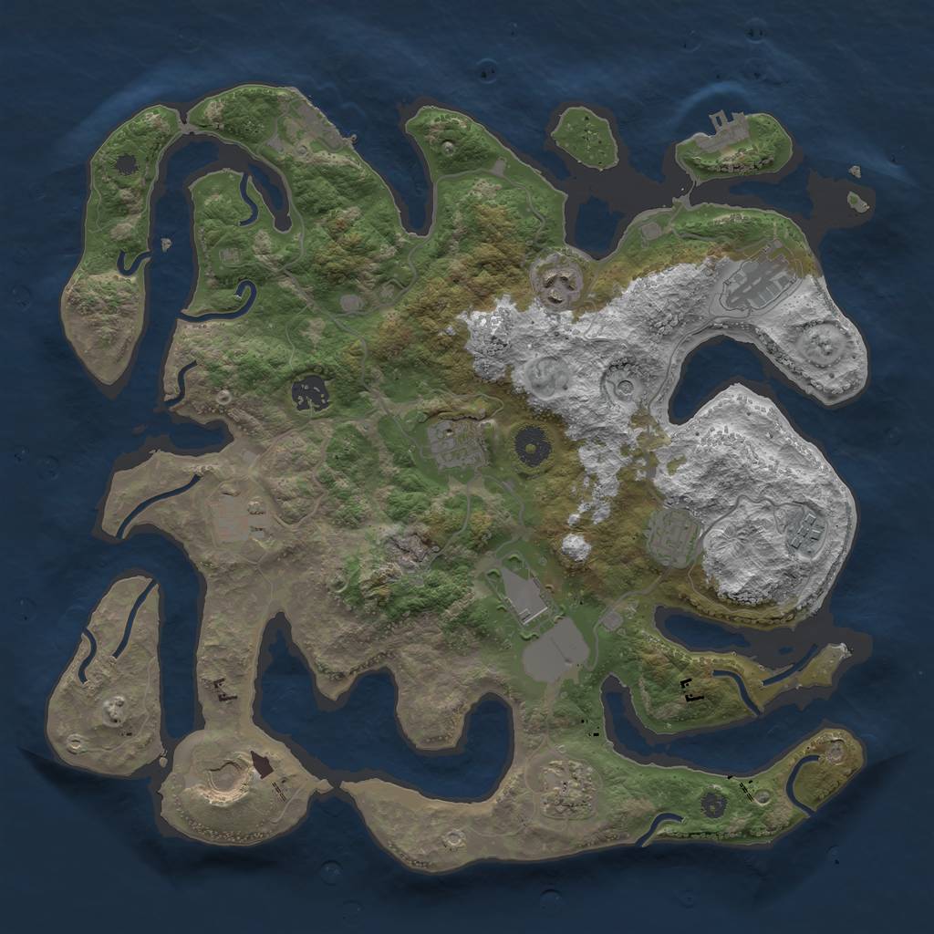 Rust Map: Procedural Map, Size: 3750, Seed: 117171595, 15 Monuments