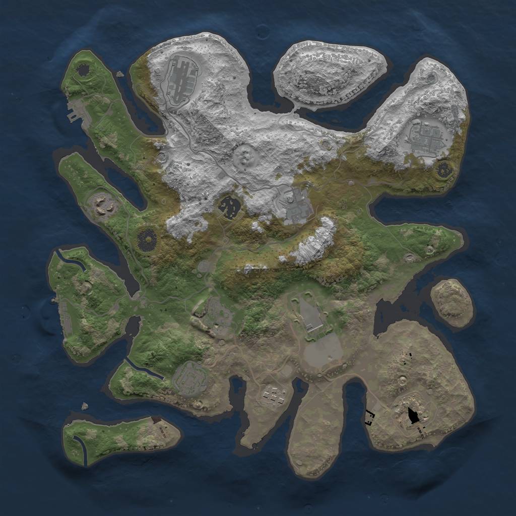 Rust Map: Procedural Map, Size: 3600, Seed: 645545787, 15 Monuments