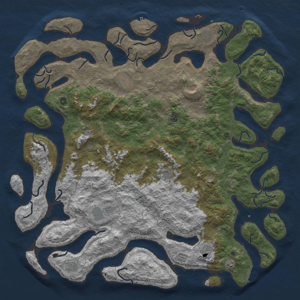 Rust Map: Procedural Map, Size: 5990, Seed: 2147483647, 16 Monuments