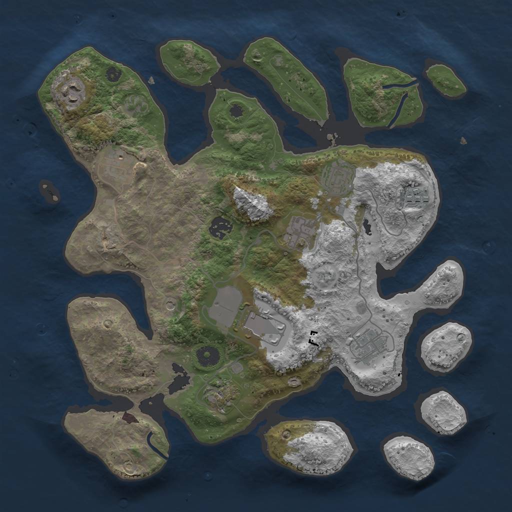 Rust Map: Procedural Map, Size: 3500, Seed: 631476623, 12 Monuments