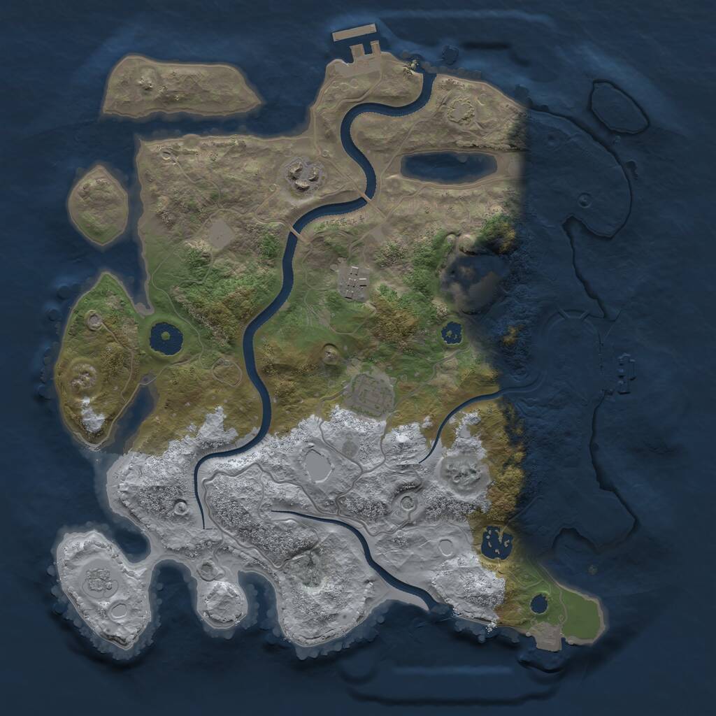 Rust Map: Procedural Map, Size: 3300, Seed: 76547, 11 Monuments