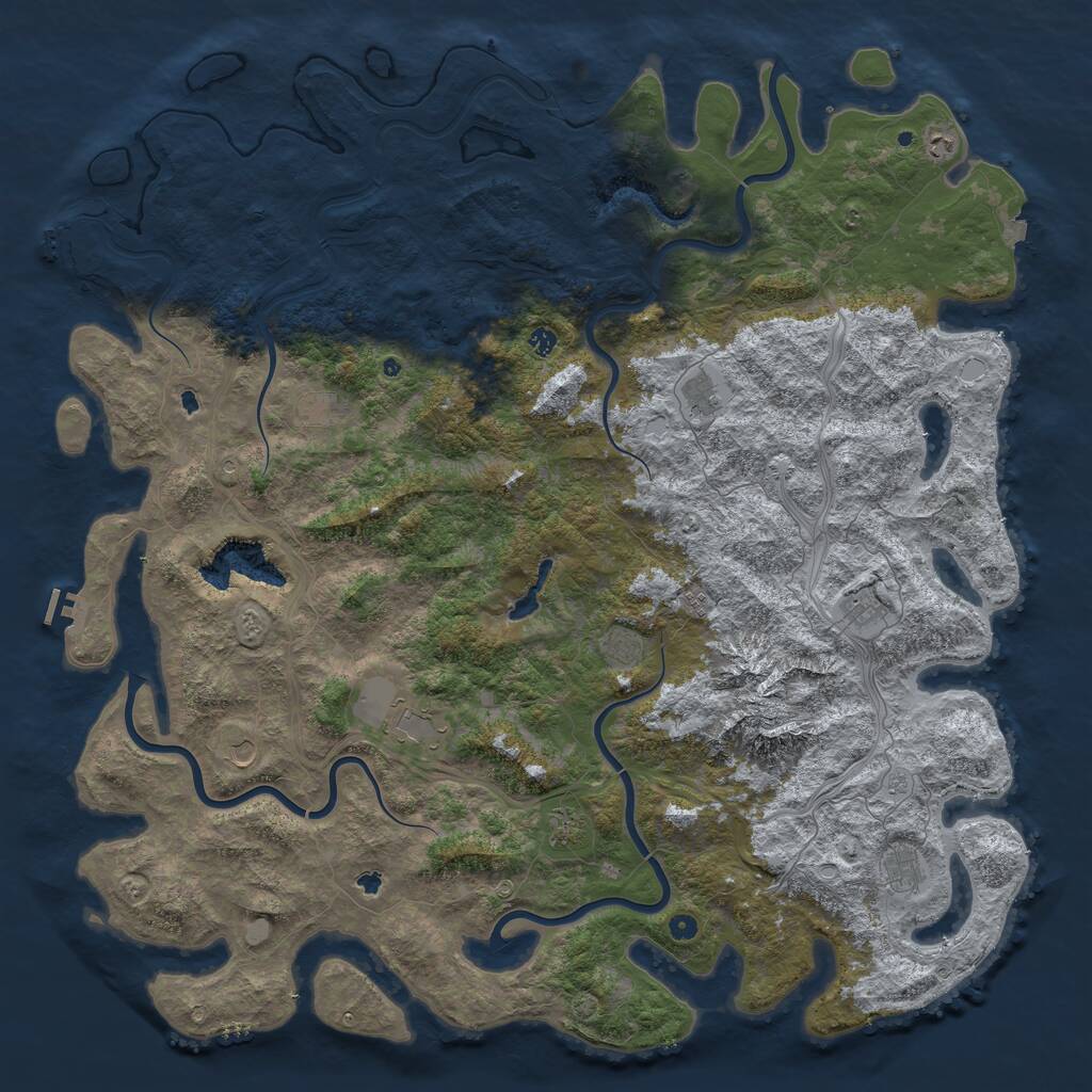 Rust Map: Procedural Map, Size: 6000, Seed: 1341065778, 17 Monuments
