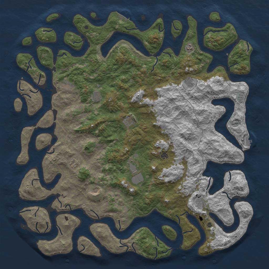 Rust Map: Procedural Map, Size: 6000, Seed: 1341065778, 16 Monuments