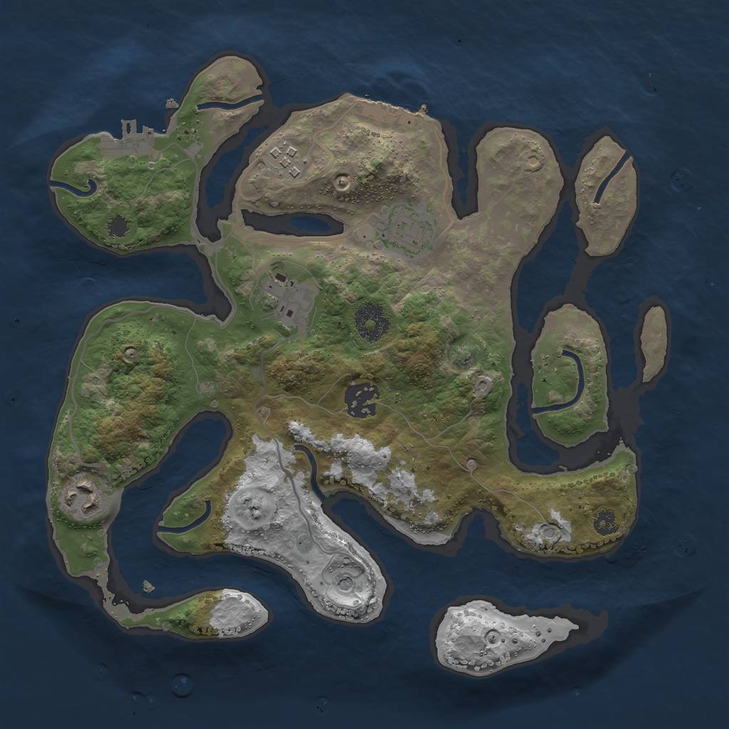 Rust Map: Procedural Map, Size: 3000, Seed: 28904325, 10 Monuments