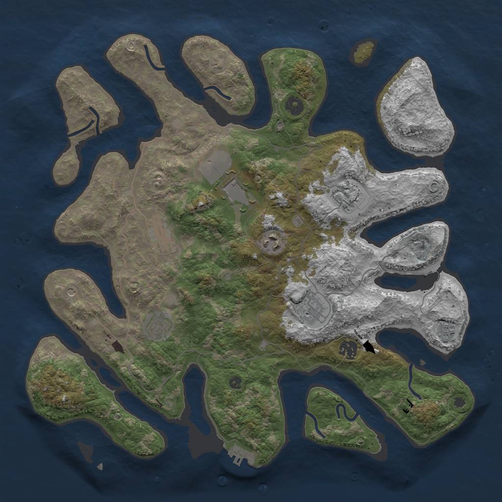 Rust Map: Procedural Map, Size: 4000, Seed: 88873913, 12 Monuments