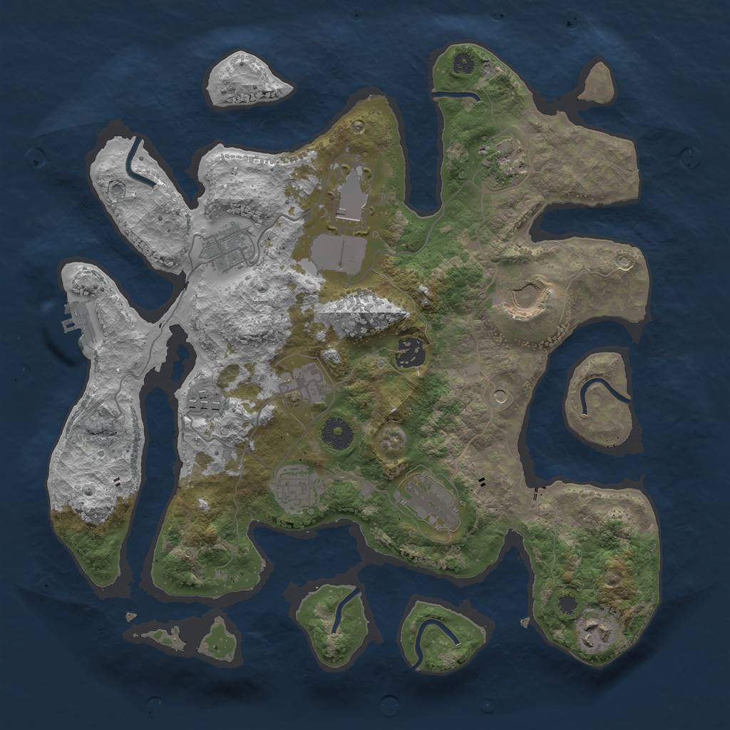 Rust Map: Procedural Map, Size: 3500, Seed: 500326386, 14 Monuments