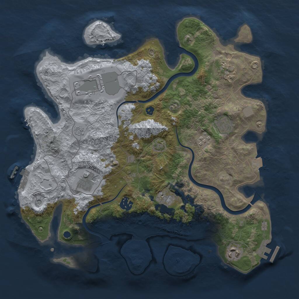 Rust Map: Procedural Map, Size: 3500, Seed: 500326386, 14 Monuments