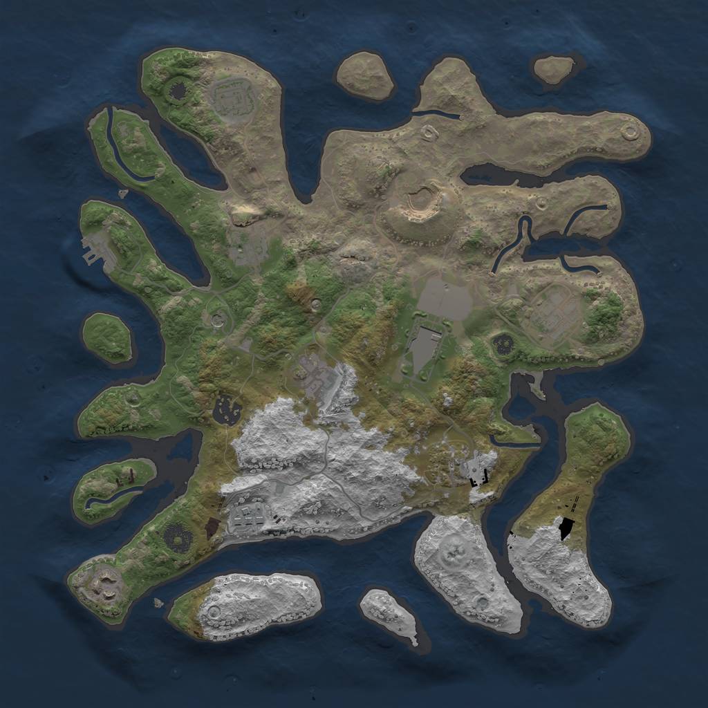 Rust Map: Procedural Map, Size: 3600, Seed: 39795261, 14 Monuments