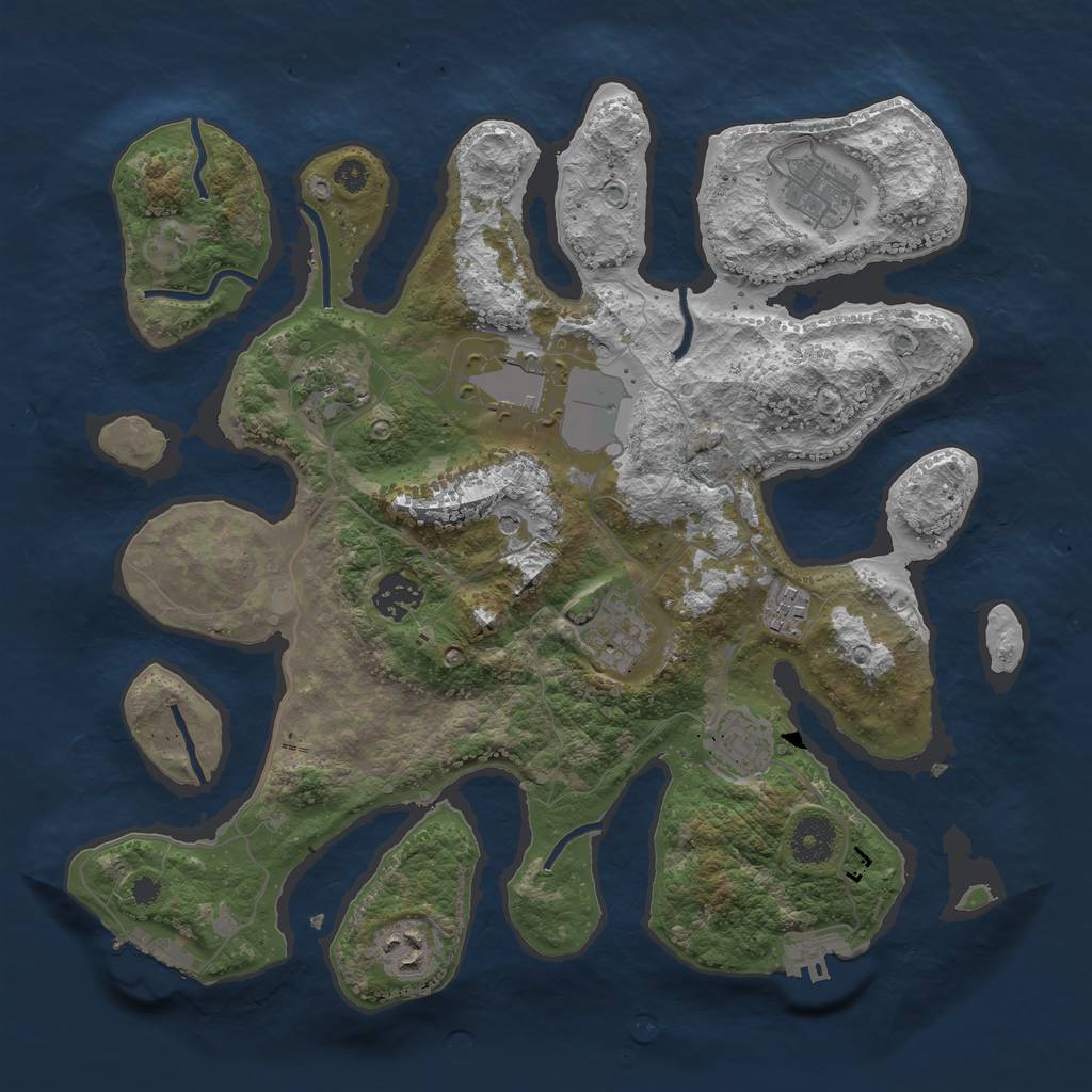 Rust Map: Procedural Map, Size: 3500, Seed: 2023165214, 13 Monuments