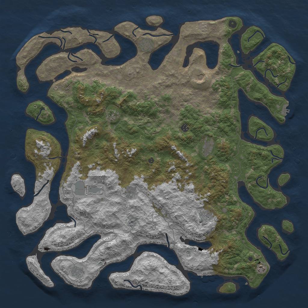 Rust Map: Procedural Map, Size: 5750, Seed: 2147483647, 16 Monuments