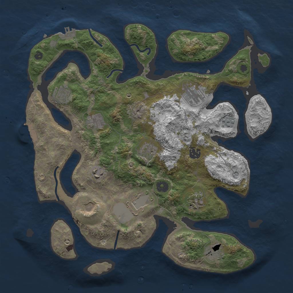 Rust Map: Procedural Map, Size: 3700, Seed: 76290150, 16 Monuments