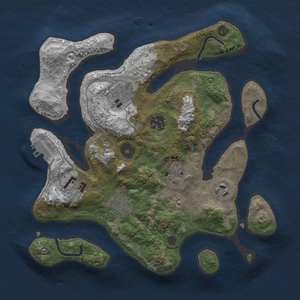 Rust Map: Procedural Map, Size: 3000, Seed: 92145423, 10 Monuments