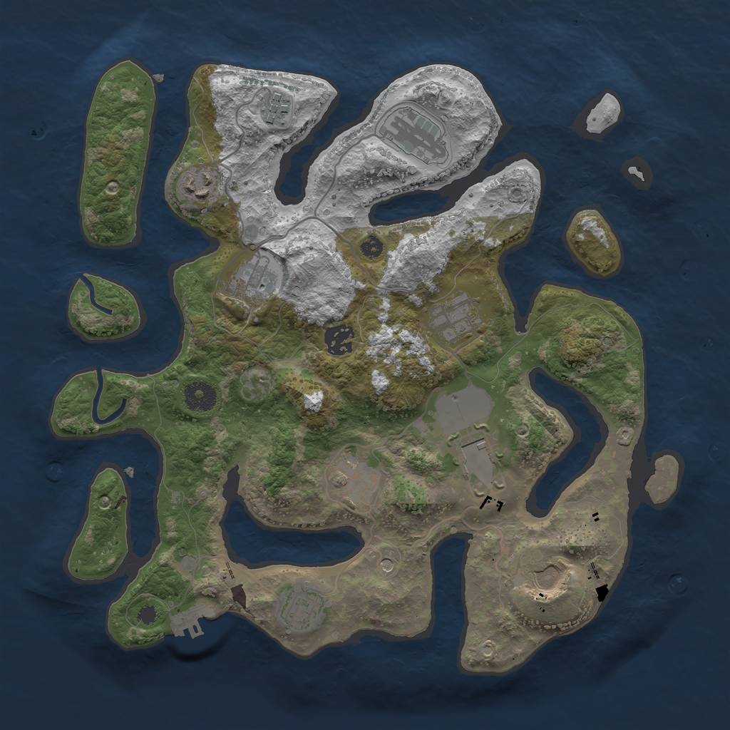 Rust Map: Procedural Map, Size: 3500, Seed: 798494, 14 Monuments