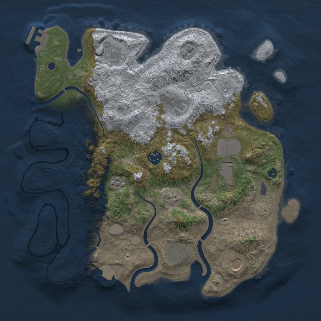 Rust Map: Procedural Map, Size: 3500, Seed: 798494, 12 Monuments