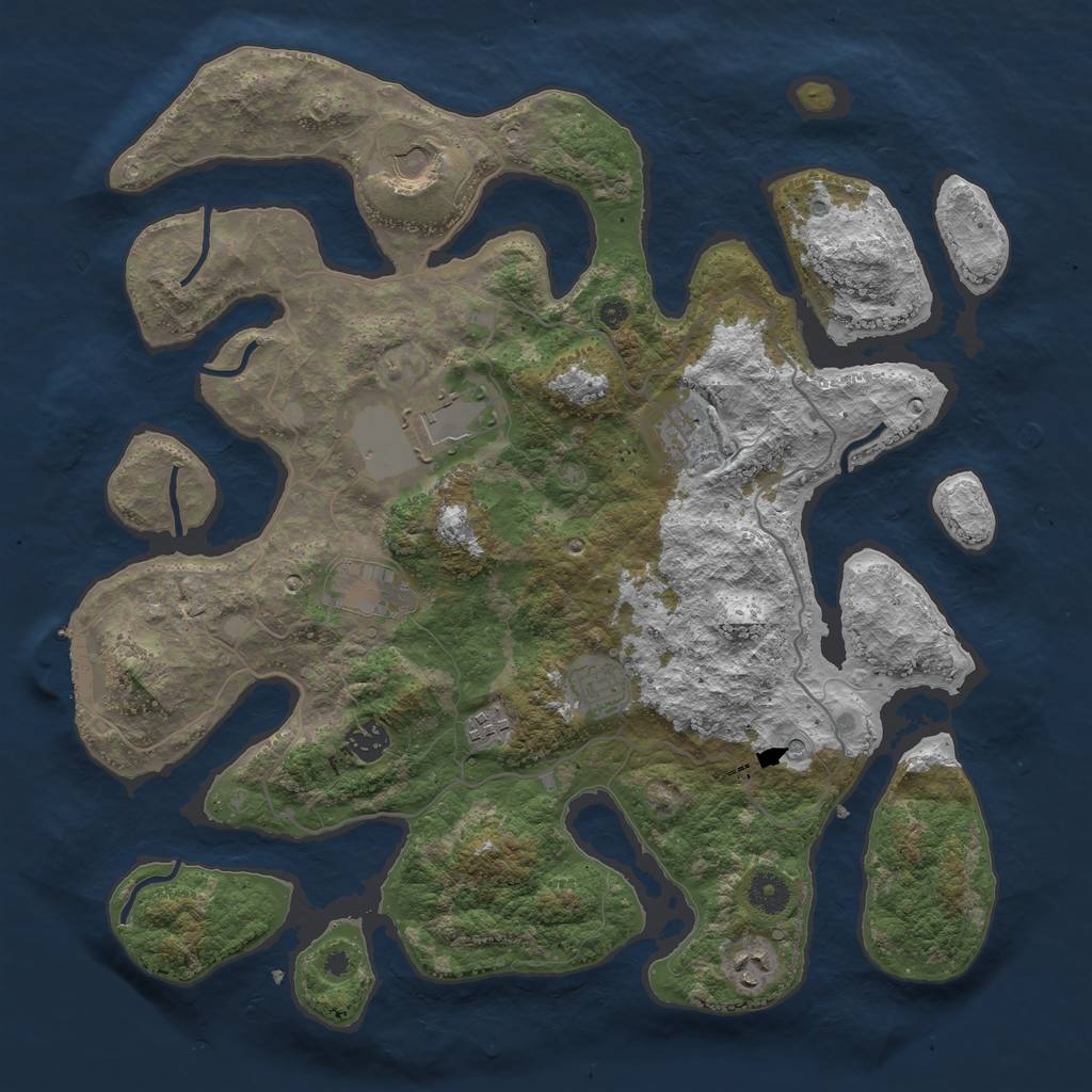 Rust Map: Procedural Map, Size: 4000, Seed: 992192472, 12 Monuments