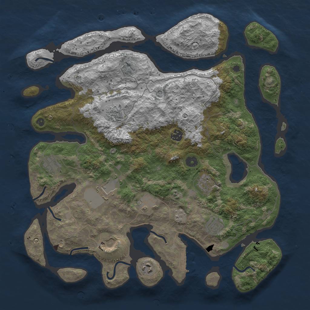 Rust Map: Procedural Map, Size: 4000, Seed: 1555848626, 14 Monuments