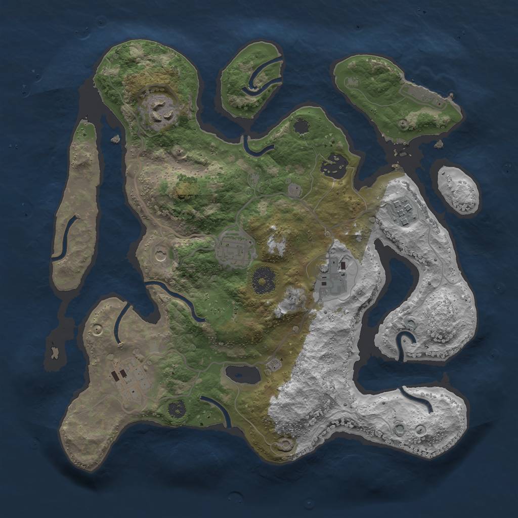 Rust Map: Procedural Map, Size: 3000, Seed: 83509827, 10 Monuments