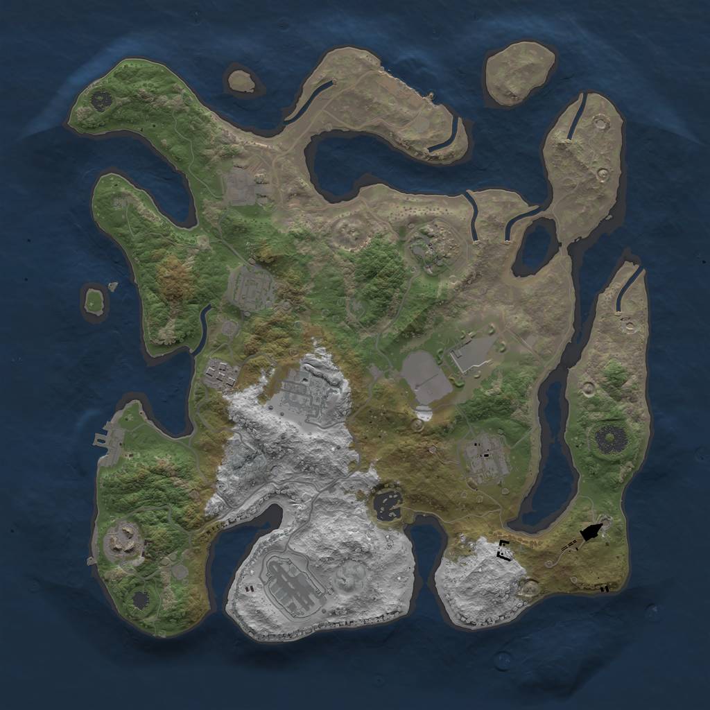 Rust Map: Procedural Map, Size: 3500, Seed: 2076869371, 14 Monuments