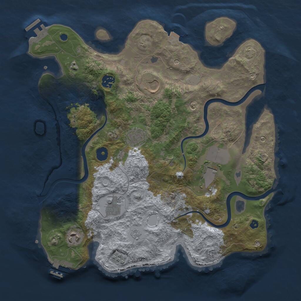 Rust Map: Procedural Map, Size: 3500, Seed: 2076869371, 13 Monuments