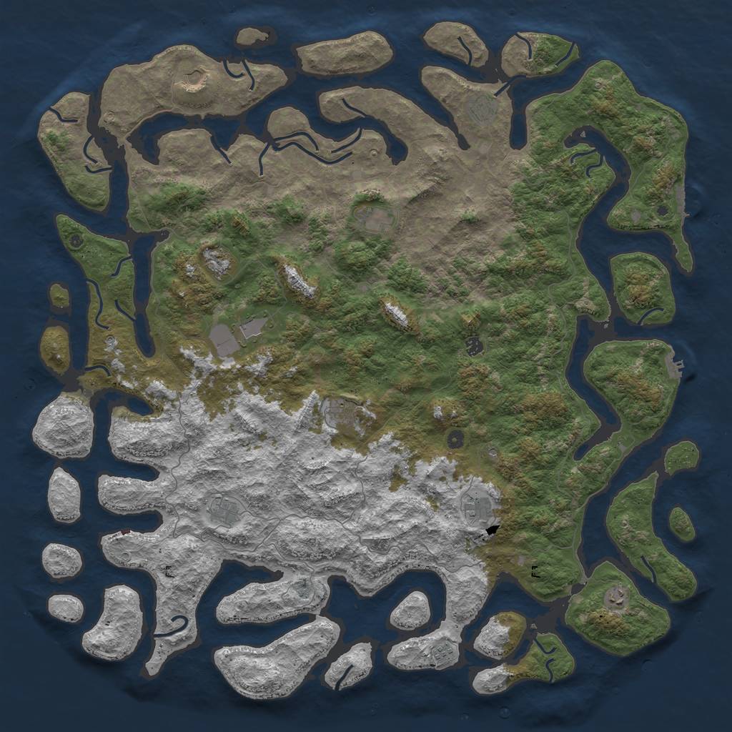 Rust Map: Procedural Map, Size: 6000, Seed: 7856, 16 Monuments