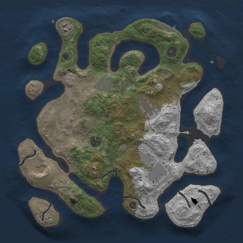 Rust Map: Procedural Map, Size: 3501, Seed: 8426263, 12 Monuments