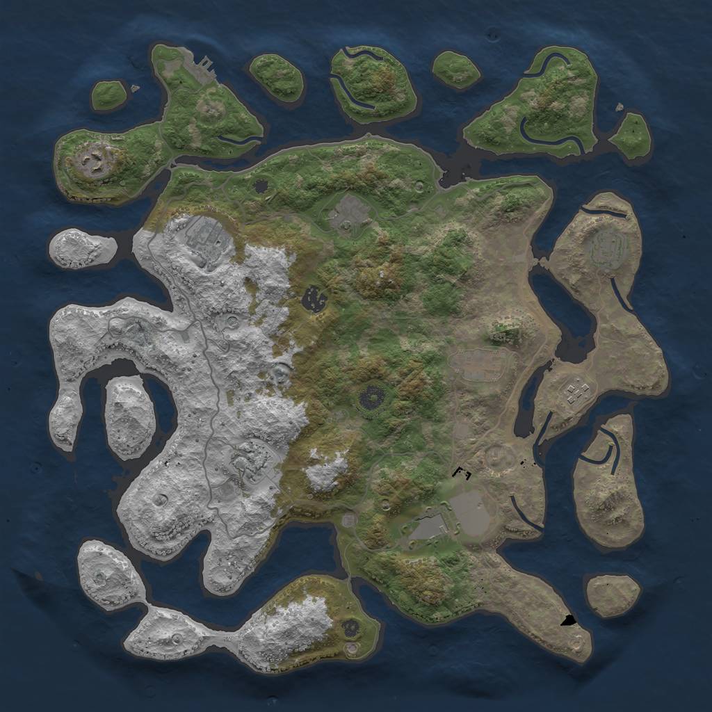 Rust Map: Procedural Map, Size: 4250, Seed: 640727, 13 Monuments