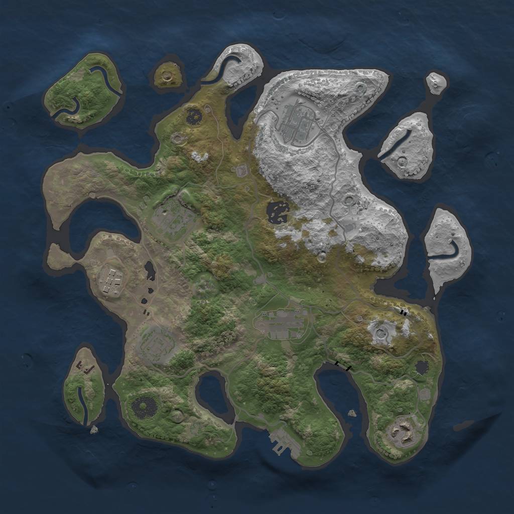 Rust Map: Procedural Map, Size: 3200, Seed: 101201, 11 Monuments