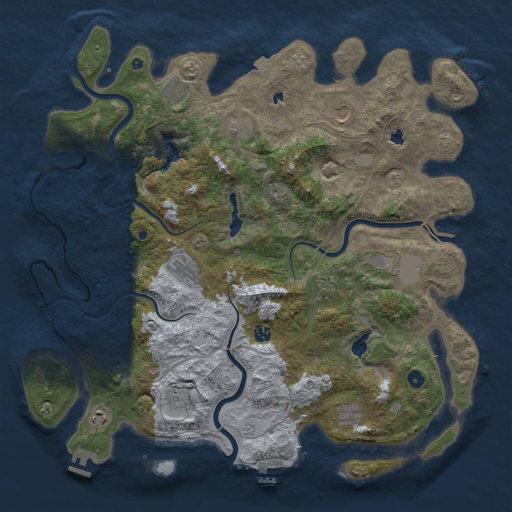 Rust Map: Procedural Map, Size: 4500, Seed: 5321, 17 Monuments