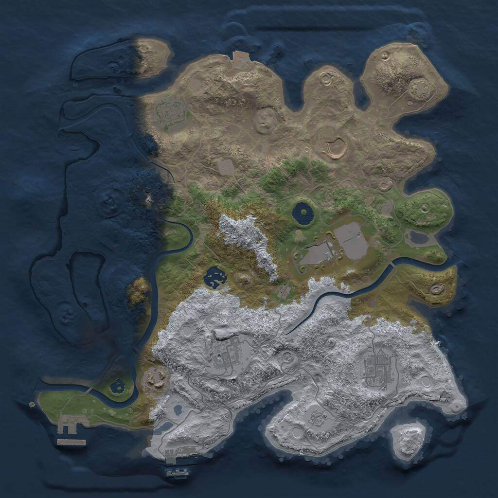 Rust Map: Procedural Map, Size: 3500, Seed: 57654, 14 Monuments