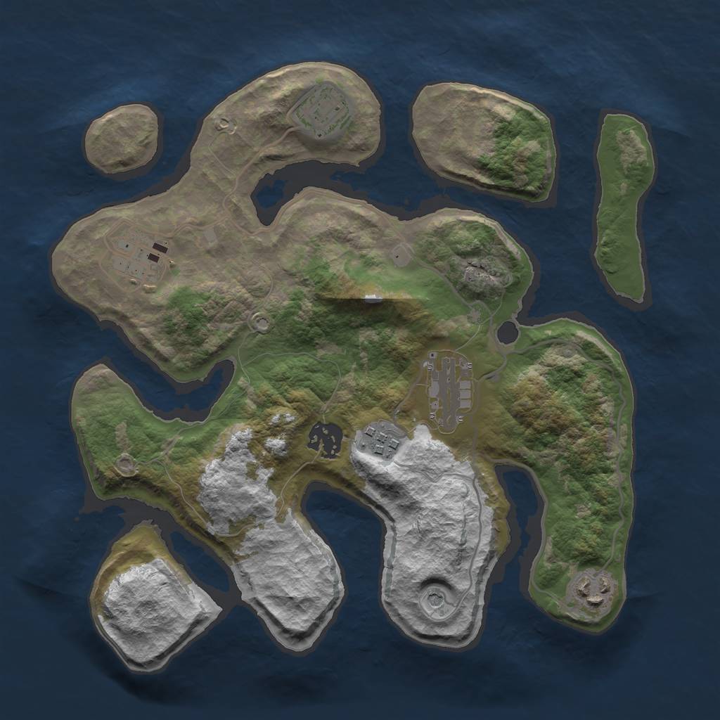 Rust Map: Barren, Size: 3000, Seed: 1273715624, 9 Monuments