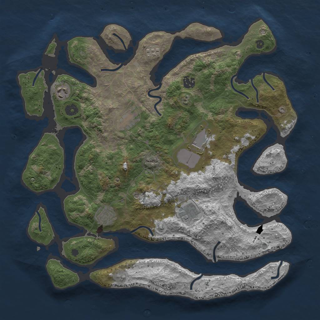 Rust Map: Procedural Map, Size: 3850, Seed: 114, 10 Monuments