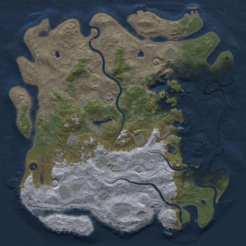 Rust Map: Procedural Map, Size: 4800, Seed: 1001, 17 Monuments