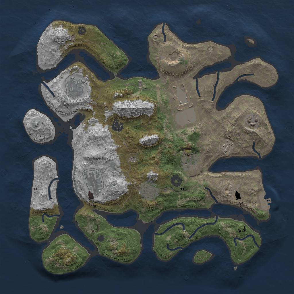 Rust Map: Procedural Map, Size: 3750, Seed: 743256, 13 Monuments