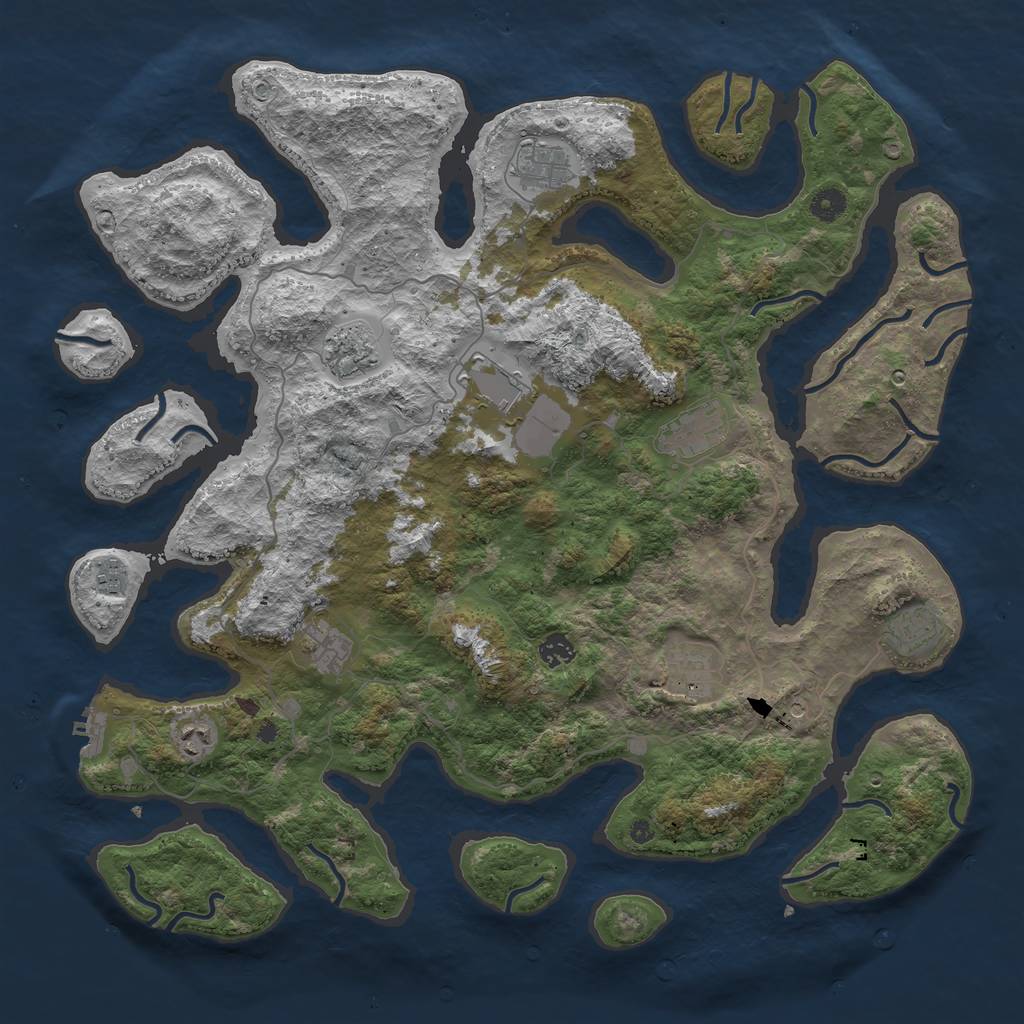 Rust Map: Procedural Map, Size: 4500, Seed: 1735527, 14 Monuments