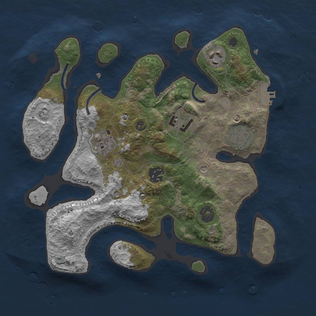 Rust Map: Procedural Map, Size: 3000, Seed: 1964128203, 9 Monuments