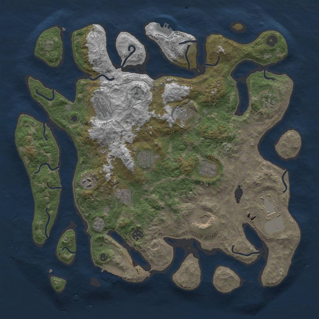 Rust Map: Procedural Map, Size: 4300, Seed: 2000, 16 Monuments