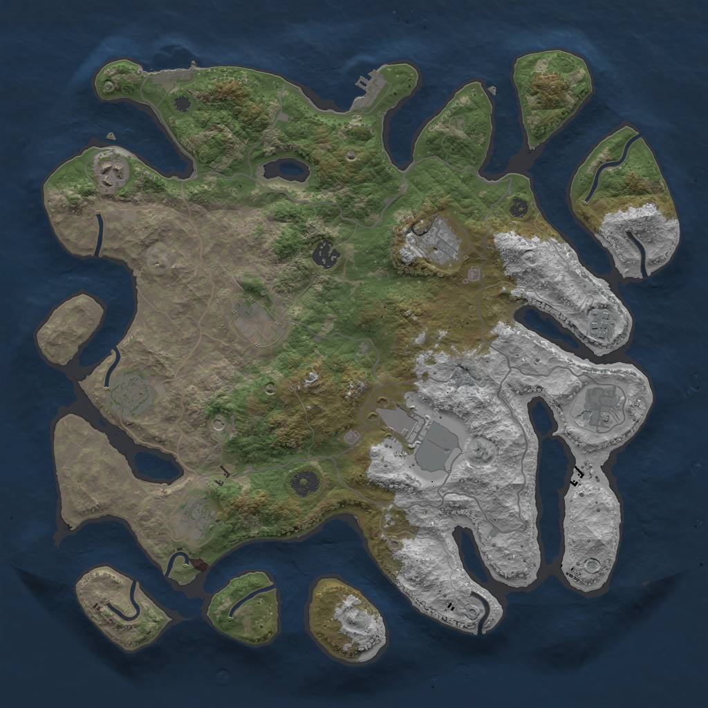 Rust Map: Procedural Map, Size: 4000, Seed: 728400432, 14 Monuments