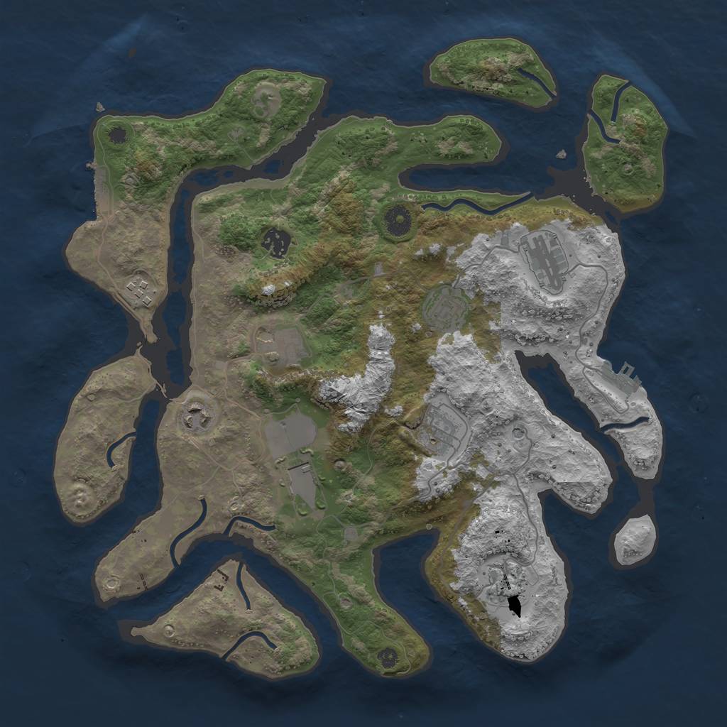 Rust Map: Procedural Map, Size: 3800, Seed: 1262316369, 14 Monuments