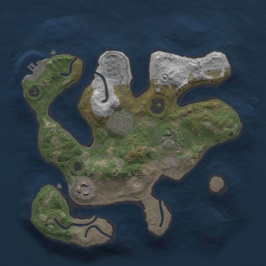 Rust Map: Procedural Map, Size: 2500, Seed: 10000, 8 Monuments