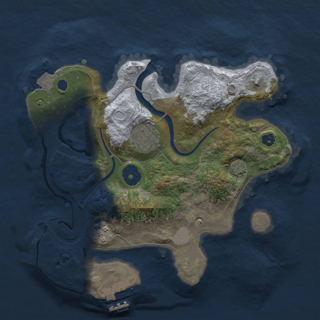 Rust Map: Procedural Map, Size: 2500, Seed: 10000, 5 Monuments