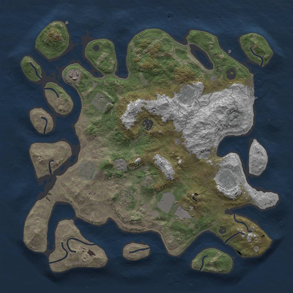 Rust Map: Procedural Map, Size: 4000, Seed: 626685, 13 Monuments