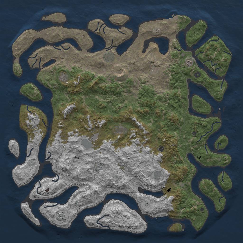 Rust Map: Procedural Map, Size: 5877, Seed: 2147483647, 16 Monuments