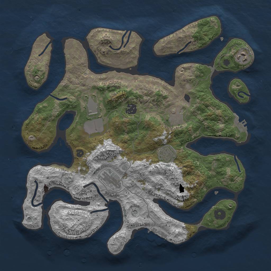 Rust Map: Procedural Map, Size: 3600, Seed: 2465, 11 Monuments