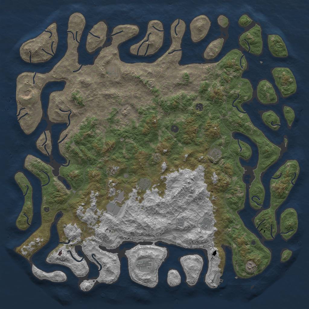 Rust Map: Procedural Map, Size: 5998, Seed: 123124356, 15 Monuments