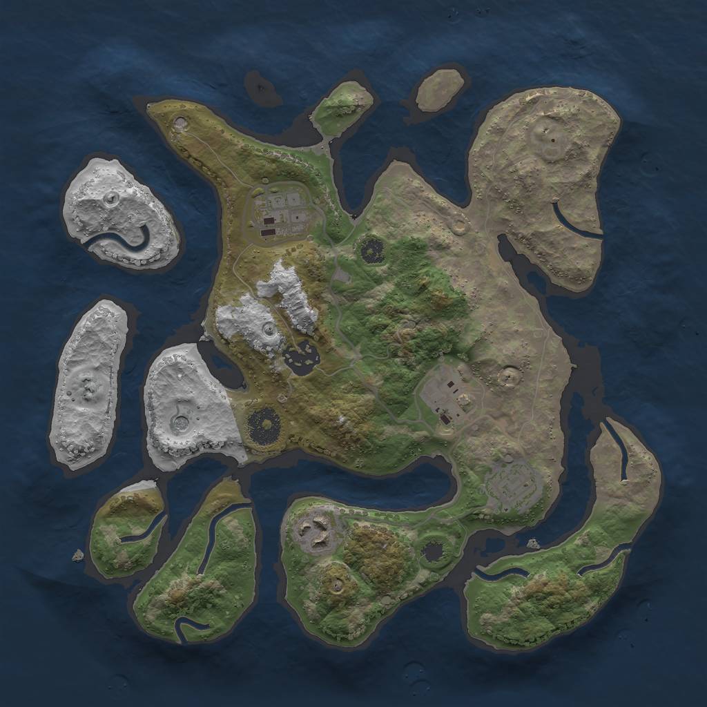 Rust Map: Procedural Map, Size: 3000, Seed: 519788402, 8 Monuments