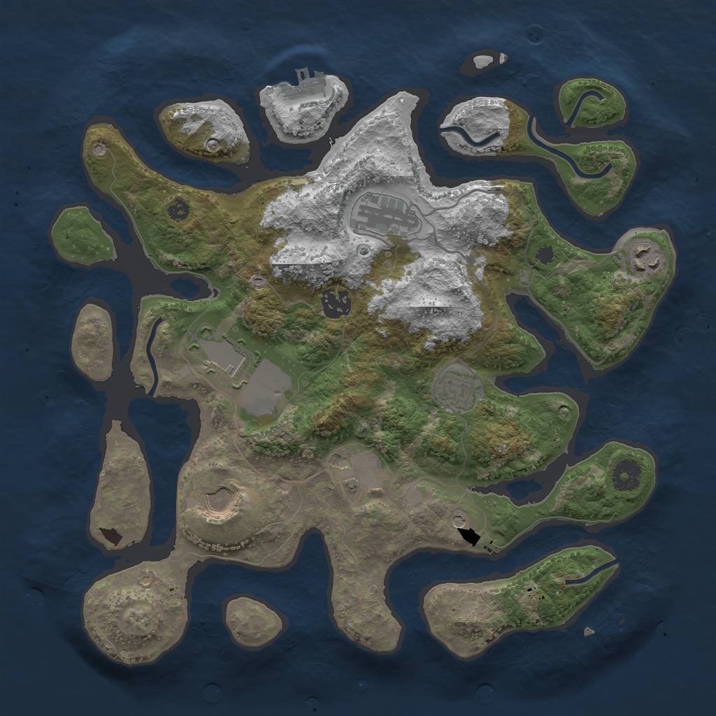 Rust Map: Procedural Map, Size: 3500, Seed: 14479279, 11 Monuments