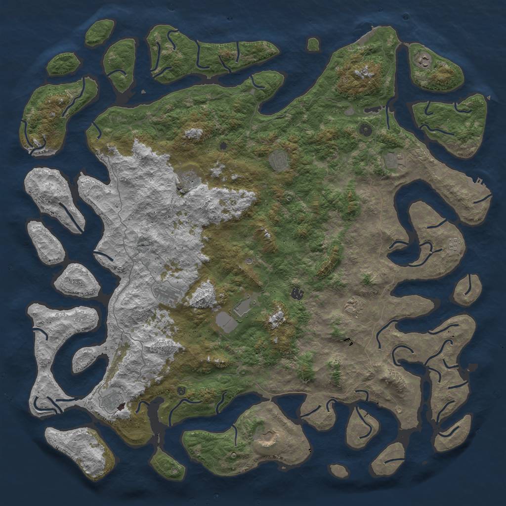 Rust Map: Procedural Map, Size: 6000, Seed: 5854585, 16 Monuments