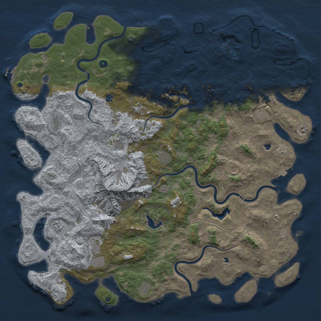 Rust Map: Procedural Map, Size: 6000, Seed: 5854585, 17 Monuments
