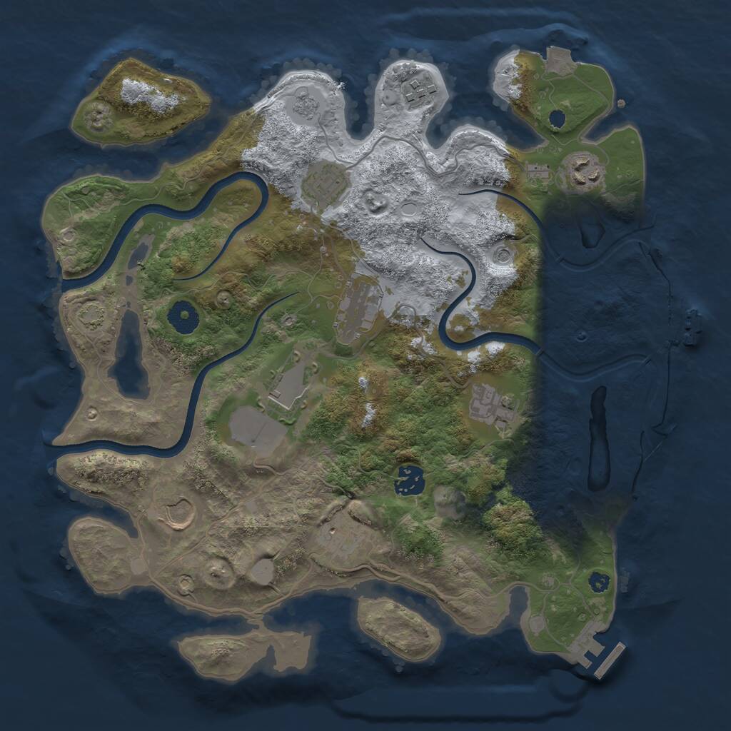 Rust Map: Procedural Map, Size: 3500, Seed: 2130598634, 15 Monuments