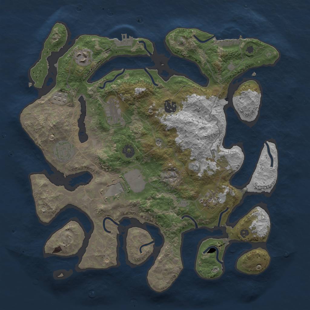 Rust Map: Procedural Map, Size: 3600, Seed: 650, 12 Monuments